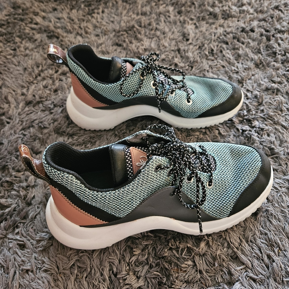 Sam Edelman Mint Green Mesh Sneakers with Tan Accents